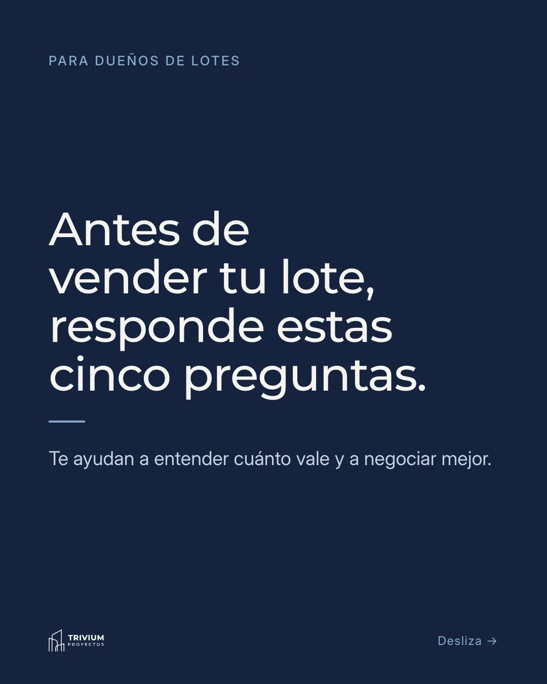 Antes de vender tu lote, responde estas cinco preguntas, lámina 1 de 7