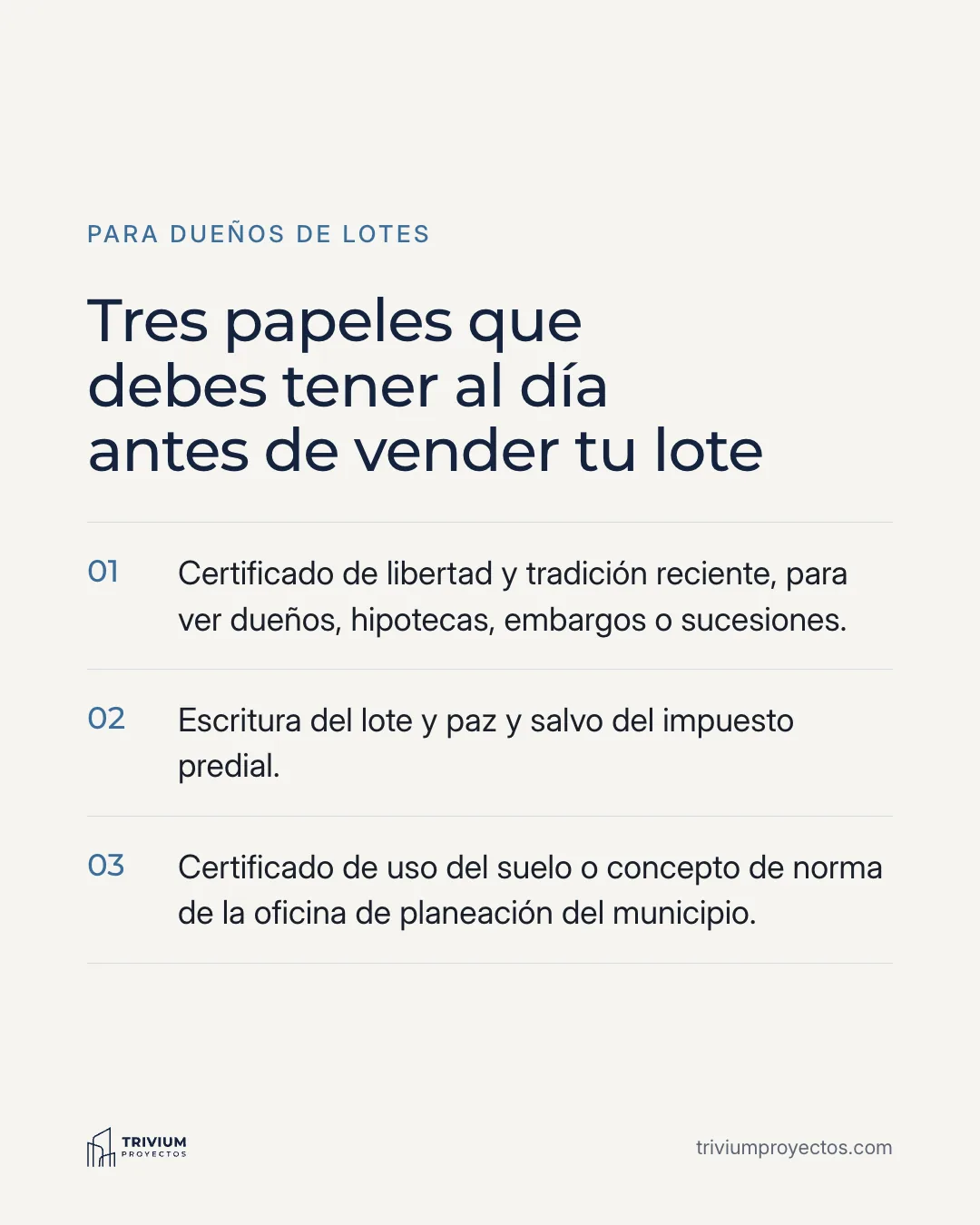 Tres papeles que debes tener al día antes de vender tu lote, lámina 1 de 1